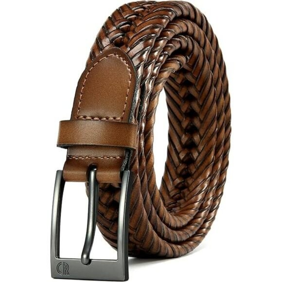 Mens Braided Leather Belt Woven Dress Casual Belt Adjustable for Jeans Pants - Picture 7 of 7